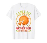 I Can't Eat Another Bite Oh Look Pie Divertido Día de Acción de Gracias Camiseta gráfica económica, Hombre, Blanco, M