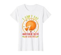 I Can't Eat Another Bite Oh Look Pie Divertido Día de Acción de Gracias Camiseta gráfica económica, Mujer, Blanco, M
