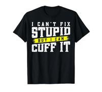 I Can't Fix Stupid But I Can Cuff It Camiseta gráfica económica, Hombre, Negro, L