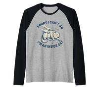 I can't go I'm an Inside cat divertido introvertido Hogar Cuerpo Gato Camiseta Manga Raglan