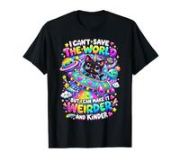 I Can't Save The World but I Can Make it weirder Cat UFO Camiseta gráfica económica