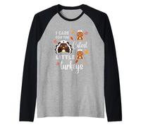 I Care for The Cute Little Pavos,Funny Nurse Turkey Cute Camiseta Manga Raglan