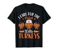 I Care For The Cutest Little Turkeys Nurse Thanksgiving Camiseta gráfica económica