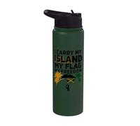 I Carry My Island My Flag My Freedom Jamaican 6 de agosto Stainless Steel Insulated Water Bottle