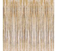 i-chony 2 pcs 3.2ft x 8.2ft Champagne Gold Metallic Tinsel Foil Fringe Fringe Boot Booth Boothing For Baby Shower Birthday Bedding Holiday Celebratio