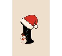 I Christmas Notebook | Personalized Initial Journal with Santa Hat & Snowman | Monogram Holiday Gift | Monochrome Minimalist Design | 400 Pages College Ruled