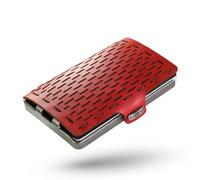 I-CLIP Billetera Original con Monedero - Billetera de Cuero para Señoras - Estuche para Tarjetas de Crédito con Clip para Dinero - Monedero Billetero Delgado - Rojo