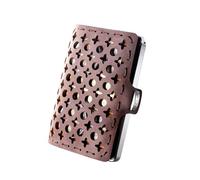 I-CLIP Cartera original con compartimento para monedas, de piel, tarjetero con pinza para billetes, cartera de alta calidad, cartera delgada, marrón, Moderno