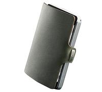I-CLIP Original Funda para Tarjetas de crédito con Clip para Dinero - Piel Lisa - Cartera Fina - Cartera de Piel - Cartera Premium - Funda para Tarjetas - Soft Touch Oliva Plata