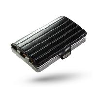 I-CLIP Original Slim Wallet - Cartera de piel con pinza para billetes - Mini cartera para tarjetas y billetes - Piel de Saddl negra con marco plateado