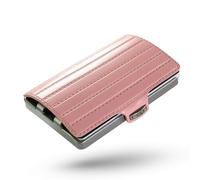 I-CLIP Original Slim Wallet - Cartera de piel con pinza para billetes - Mini cartera para tarjetas y billetes - Piel rosa con marco plateado