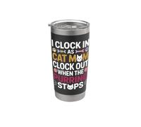 I CLOCK IN AS CAT MOM CLOCK OUT WHEN THE PURRING STOPS Vaso térmico de acero inoxidable de doble pared