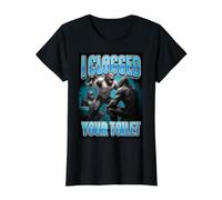 I Clogged Your Toilet Funny Bathroom Humor Ape Design Camiseta gráfica económica, Mujer, Negro, XS