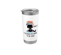 I Closed My Book to Be Here Cat What Black Cat Books Lovers Vaso térmico de acero inoxidable de doble pared