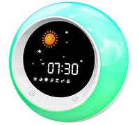 I·CODE - Reloj despertador infantil Sol y Luna, entrenador de sueño con luz nocturna, dispositivo de sonido de sueño, temporizador de sueño