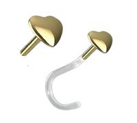 I Corazón Piercing Piercing I Plug In I 1,2 x 6 mm I Oro 585 Oro amarillo 585 + Bioplast I 46024-6 I