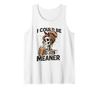 I Could Be Meaner Funny Coffee Skeleton Graphic Camiseta sin Mangas