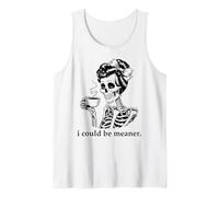 I Could Be Meaner Skeleton Drinking Coffee Cup Mean Coworker Camiseta sin Mangas