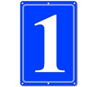 i-CowFun Premium Aluminum Number Signs 1, Metal 12" X 8" Blue Numbered Signs Outdoor for Parking Lots, Floor, Dock, Court, Aisle, Field, High Visibility, No Fade, Weather-resistant