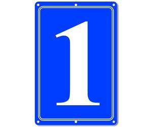 i-CowFun Premium Aluminum Number Signs 1, Metal 12" X 8" Blue Numbered Signs Outdoor for Parking Lots, Floor, Dock, Court, Aisle, Field, High Visibility, No Fade, Weather-resistant
