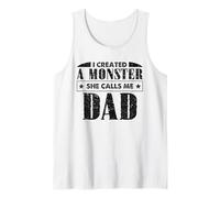 I Created A Monster She Calls Me Dad Día del Padre Divertido Camiseta sin Mangas