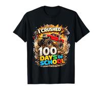 I Crush 100 Days of School Red Monster Truck Rock Artwork Camiseta