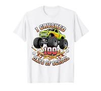 I Crushed 100 Days of School Monster Truck Niños Niños Jóvenes Camiseta