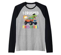 I Crushed Preschool T Rex Truck Grad Graduation Boys Kids Camiseta Manga Raglan