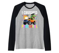 I Crushed Preschool T Rex Truck Grad Graduation Boys Kids Camiseta Manga Raglan