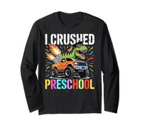 I Crushed Preschool T Rex Truck Grad Graduation Boys Kids Manga Larga