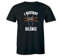 I Destroy Silence Funny Musician tee Men's T-Shirt Music Lover Black S