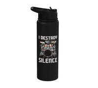 I Destroy Silence - Juego de batería divertido para amantes de los tambores Stainless Steel Insulated Water Bottle