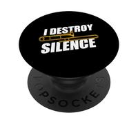 I Destroy Silence - Trombón con trombón PopSockets PopGrip Adhesivo