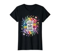 I Did Not Choose To Be Gay I Just Got Lucky Camiseta gráfica económica, Mujer, Negro, S