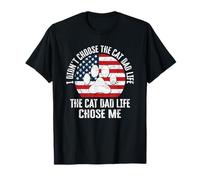 I Didn'T Choose The Cat Dad Life Bandera Americana Cat Paw Men Camiseta