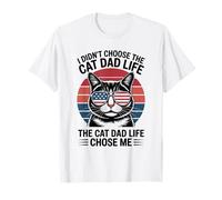 I Didn'T Choose The Cat Dad Life Bandera Americana Gato Papá Hombres Camiseta