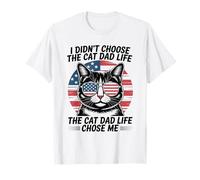 I Didn'T Choose The Cat Dad Life Bandera Americana Hombres Divertidos Camiseta