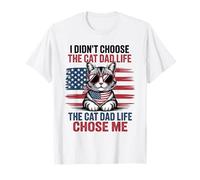 I Didn'T Choose The Cat Dad Life Bandera Americana Lindo Gato Hombres Camiseta