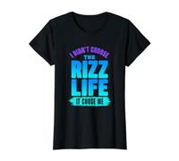 I Didn'T Choose The Rizz Life It Chose Me Funny Gen Z Alpha Camiseta gráfica económica, Mujer, Negro, XS