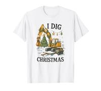 I Dig Christmas Excavator Tree Lights Construction Holiday Camiseta