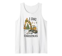 I Dig Christmas Excavator Tree Lights Construction Holiday Camiseta sin Mangas