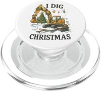 I Dig Christmas Excavator Tree Lights Construction Holiday PopSockets PopGrip para MagSafe