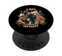 I Dig Old Stuff Funny Mole Vintage Collector Design PopSockets PopGrip Adhesivo