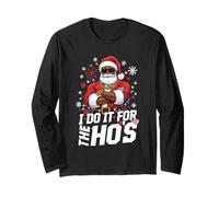 I Do It For The HOS Afro American Afro Santa Christmas Manga Larga
