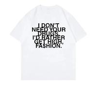 I Don’t Need Your Drugs I’d Rather Get High Fashion Camiseta Hombre/para 2025 Addison RAE Manga Corta Retro Harajuku Algodón Camiseta-White1||m