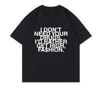 I Don’t Need Your Drugs I’d Rather Get High Fashion Camiseta Hombre/para 2025 Addison RAE Manga Corta Retro Harajuku Algodón Camiseta-Black1||l
