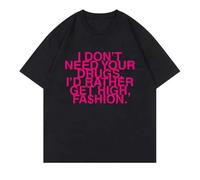 I Don’t Need Your Drugs I’d Rather Get High Fashion Camiseta Hombre/para 2025 Addison RAE Manga Corta Retro Harajuku Algodón Camiseta-Black||l