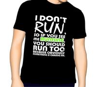 I Don T Run Funny Joke Running Parody tee Unisex 100% Cotton Short-Sleeve T-Shirts Black L