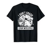 I Don't Crash I Stop with Style - Bicicleta Divertida Camiseta gráfica económica, Hombre, Negro, L