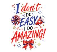 I Don't Do Easy, I Do Amazing, Inspirational Cheerleading Journal, 8.5”x11” Wide Ruled Motivational Blank Notebook, Paperback Lined 100 Page
